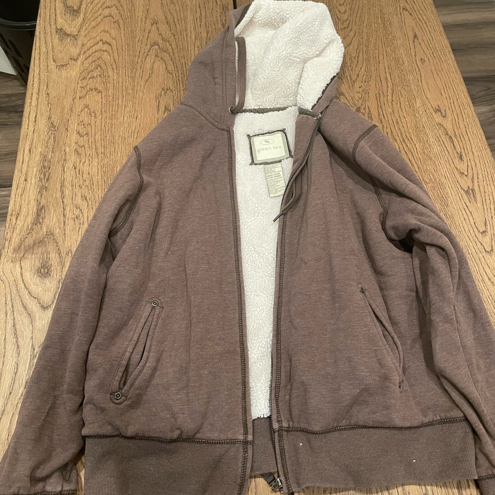 Vintage Y2K Chocolate Brown Sherpa Lined Grunge Full Zip Hoodie